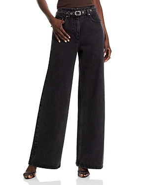 3.1 Phillip Lim Belted Wide Leg Jeans In Washed Black