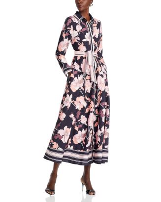 nancy yang floral shirt dress gown Nancy Yang Floral Print Maxi Dress