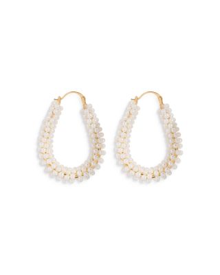 Imitation Pearl Wrapped Hoop Earrings