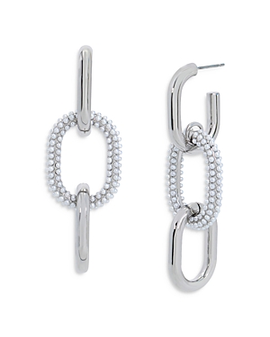 Pave Imitation Pearl Link Drop Earrings