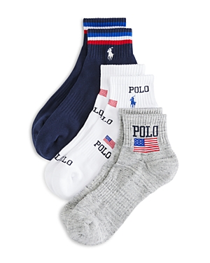Shop Polo Ralph Lauren Performance Quarter Socks, Pack Of 3 In Assorted