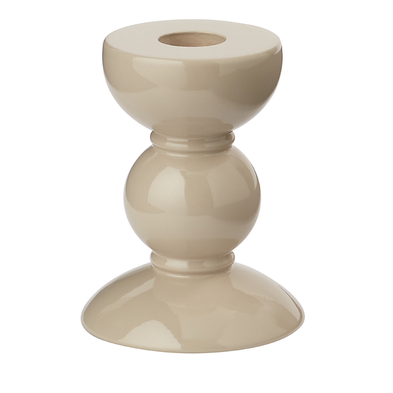 Addison Ross Lacquered Bobbin-shaped Candlestick, Small In Cappuccino