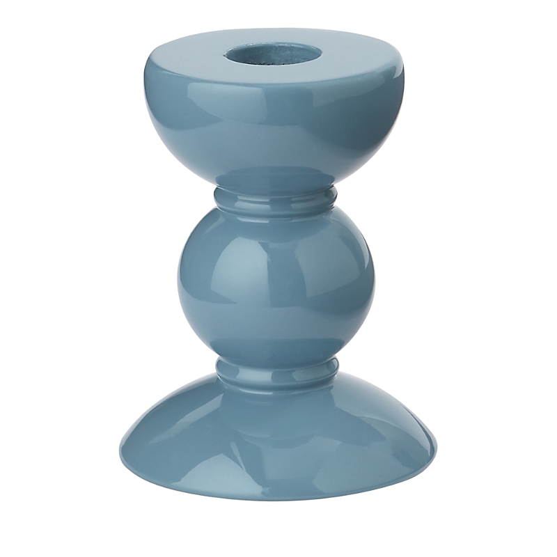 Addison Ross Lacquered Bobbin-shaped Candlestick, Small In Chambray