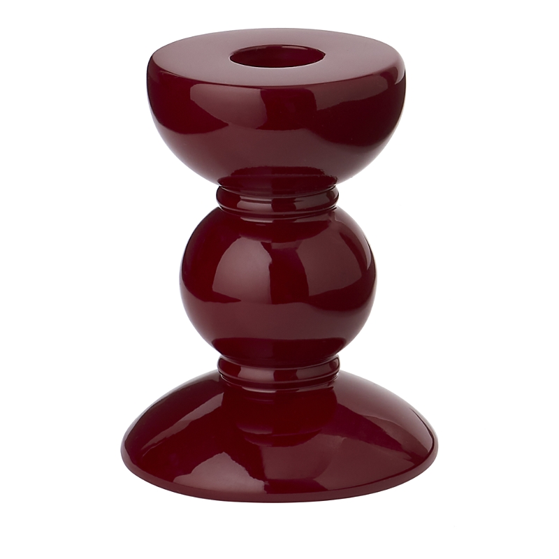 Addison Ross Lacquered Bobbin-shaped Candlestick, Small In Red