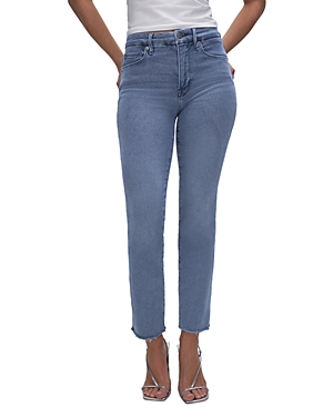 Good American Good Straight High Rise Straight Leg Jeans in Blue 449