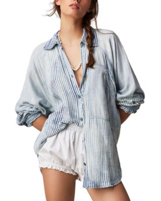 Free People - We The Free Indigo Skies Striped Button Front Shirt