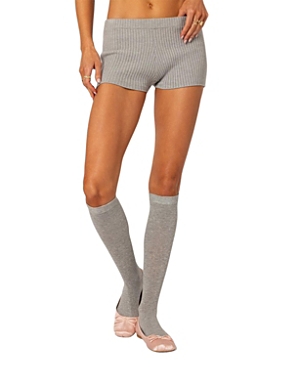 Edikted Bow Time Knit Micro Shorts In Gray Melange