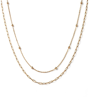 10K Gold Paperclip and Satelitte Necklace