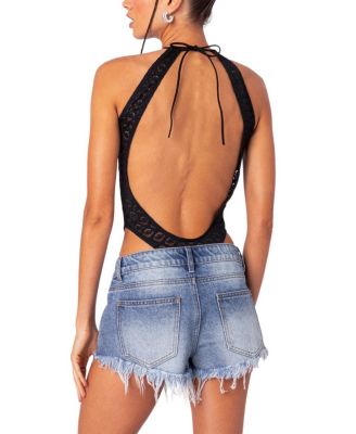 Sheer Lace Open Back Bodysuit