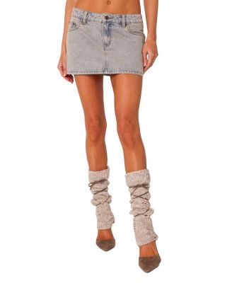 Vintage Like Washed Denim Mini Skirt