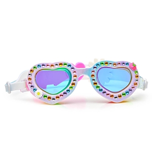 Shop Bling2o Girls' Bright Bouquet Heart Shape Swim Goggles - Ages 5+ In White