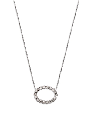 Bloomingdale's Diamond Open Oval Pendant Necklace In 14k White Gold, 18 In White