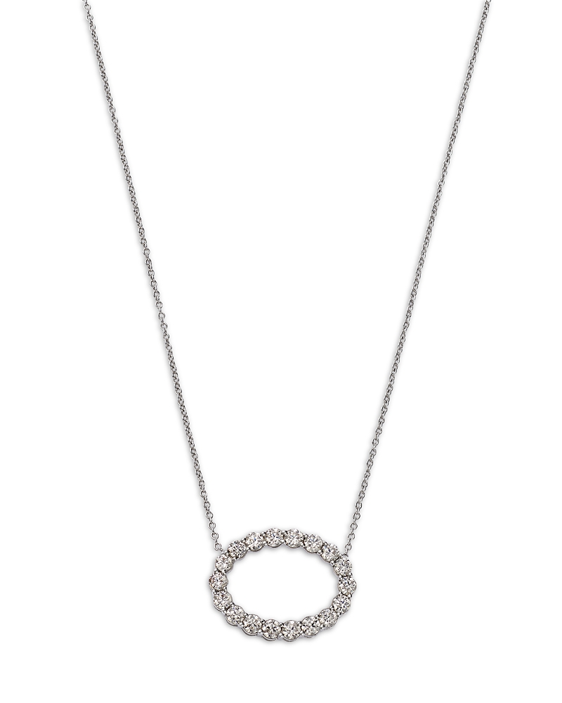 Bloomingdale's Fine Collection Diamond Open Oval Pendant Necklace in 14K White Gold, 18