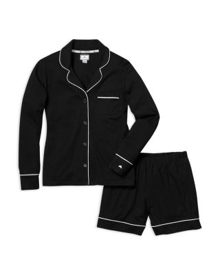Black Pima Long Sleeve Shorts Set