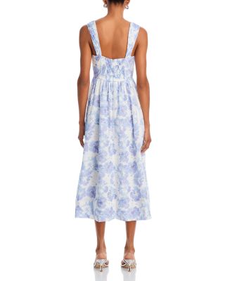 knee length dresses for ladies Moon River Tide Lines Strapless Ruched Midi Dress | Wild Dove Boutique