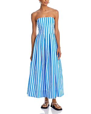 Shop Aqua Strapless Striped Maxi Dress - 100% Exclusive In Blue/white