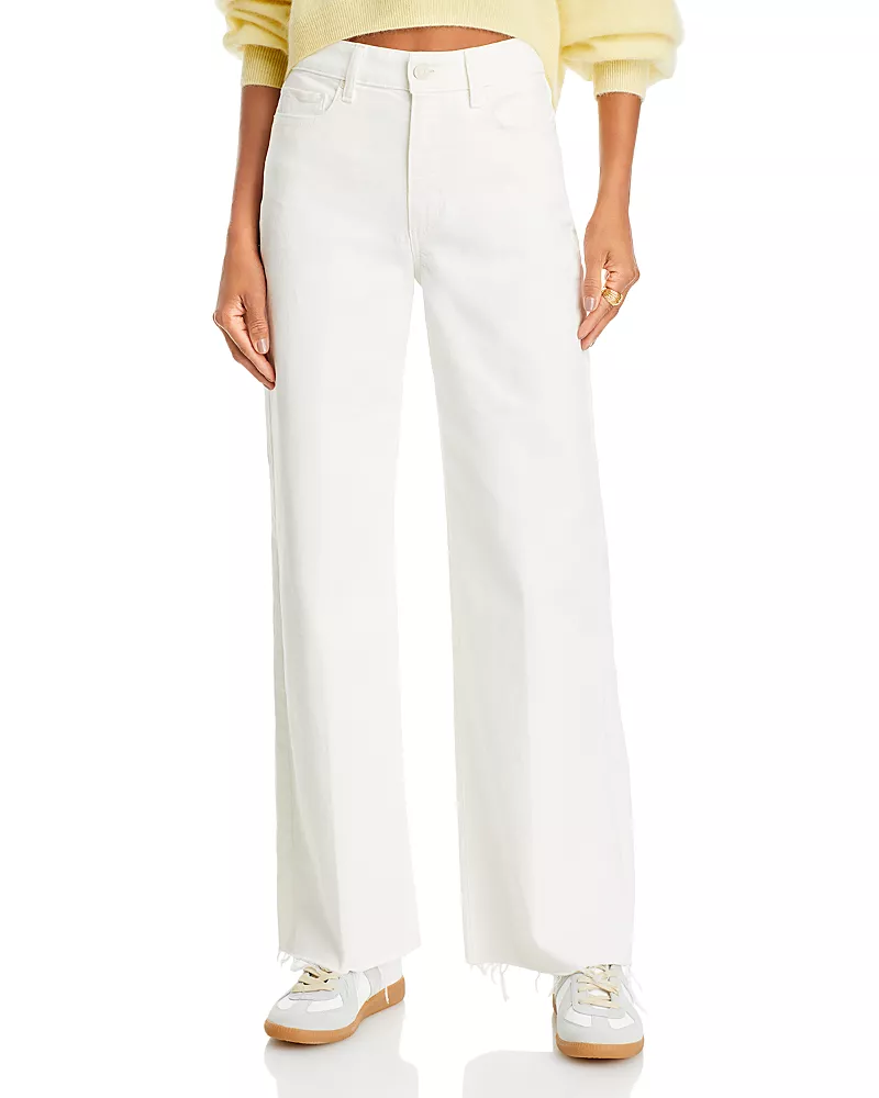 Paige Anessa 31 High Rise Raw Hem Jeans in Tonal Ecru