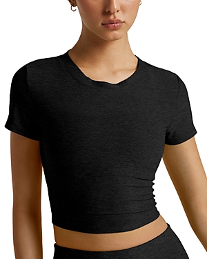 Shop Beyond Yoga Featherweight Perspective Cropped Tee In Darkest Night