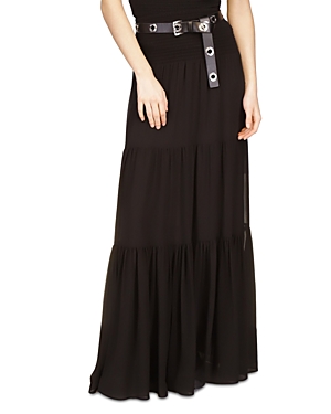 Shop Michael Kors Belted Maxi Skirt In Black