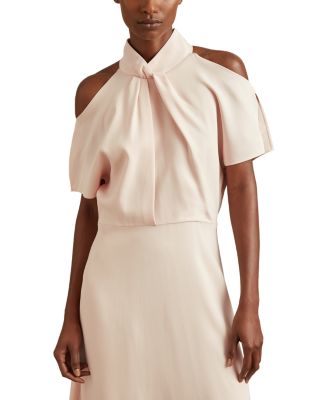 【海外限定】REISSドレス☆Andressa Twist Neck Cut Out Midi Dr REISS Andressa Twist Neck Cut Out Midi Dress in Nude | endource