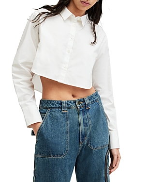 Shop Allsaints Averie Cropped Shirt In White