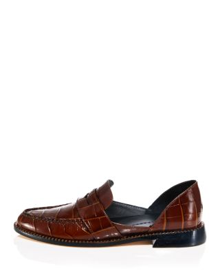 Women's Tash Croc Embossed Leather D'Orsay Penny Loafers
