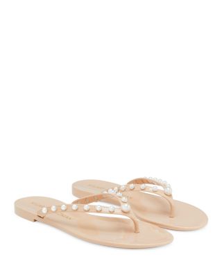 Stuart Weitzman - Women's Goldie Embellished Jelly Flip Flop Thong Sandals