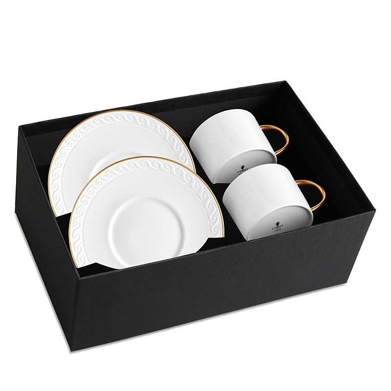 L'objet Neptune Gold Trim Tea Cup & Saucer, Set Of 2 In Gold