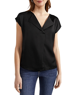 Hobbs London Sylvie Notch Collar Top In Black