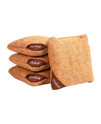 Herringbone Wool Aviator Cornhole Bags Above