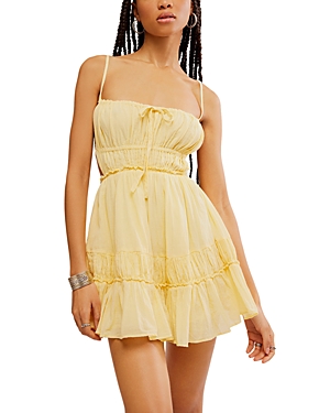 Shop Free People Taking Sides Mini Dress In Mellow Yellow