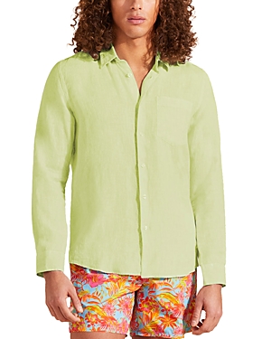 Vilebrequin Caroubis Linen Regular Fit Shirt In Lemongrass