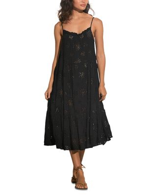 Elan - Eyelet Tiered Midi Cover Up Dress