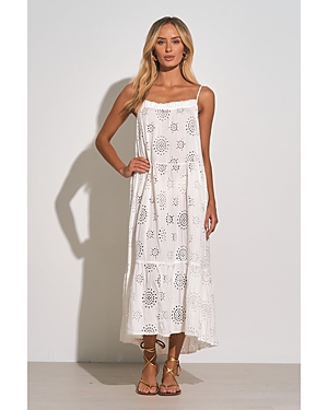 Shop Elan Eyelet Tiered Midi Cover Up Dress In White