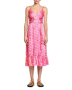 Sandro Paisley Wrap Maxi Dress In Pink Red
