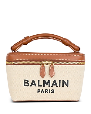 Shop Balmain B-army Vanity Case Shoulder Bag In Natural Brown/gold