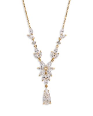 Nadri - Midsommer Cubic Zirconia Flower Lariat Necklace in 18K Gold Plated, 16"-18"