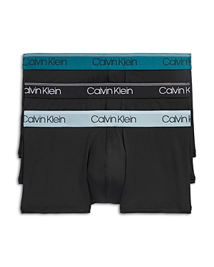 Shop Calvin Klein Microfiber Stretch Wicking Low Rise Trunks, Pack Of 3 In N2l Black