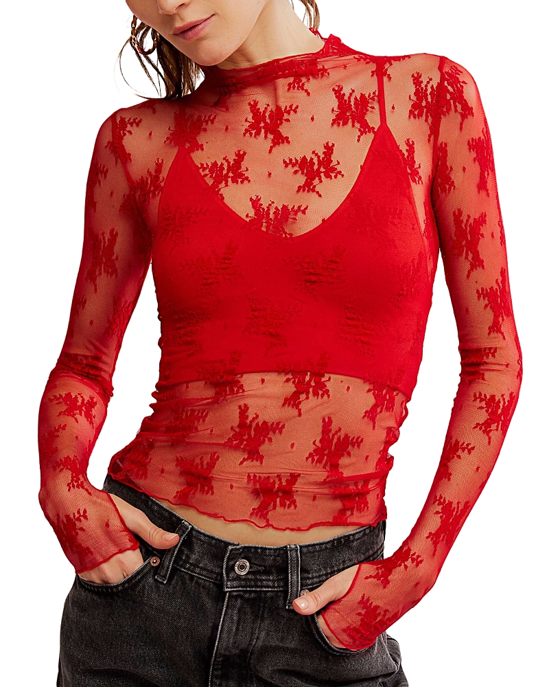 Free People Lady Lux Layering Top In Red Racer
