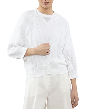 Shop Peserico Knitted Cardigan In Pure White