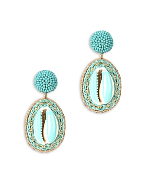 Shop Deepa By Deepa Gurnani Trixie Bead & Shell Drop Earrings In Blue/gold