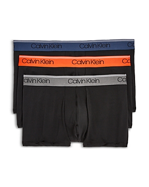 Calvin Klein Microfiber Stretch Wicking Low Rise Trunks, Pack Of 3 In N33 Black