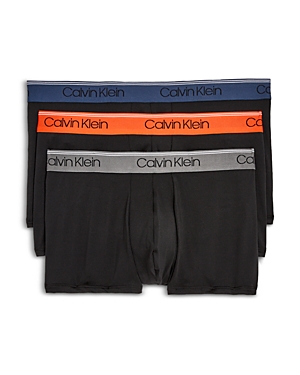 Shop Calvin Klein Microfiber Stretch Wicking Low Rise Trunks, Pack Of 3 In N33 Black