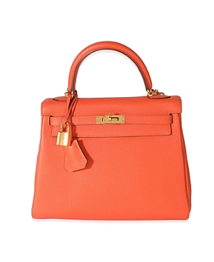 Shop Pre-owned Hermes  Hermes Kelly 25 Leather Handbag In Orange