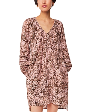 Shop Whistles Animal Swirl Cocoon Dress In Pink/multi