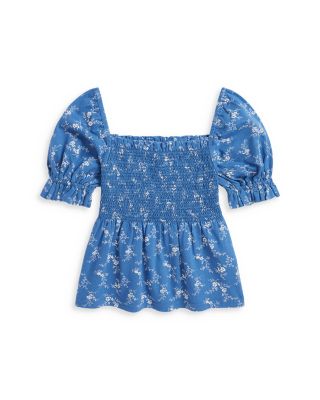 Ralph Lauren - Girls' Cotton Jersey Smocked Floral Top - Little Kid