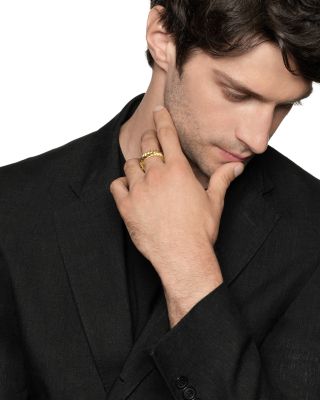 Men's 18K Yellow Gold Chevron Double Row Band, 9mm