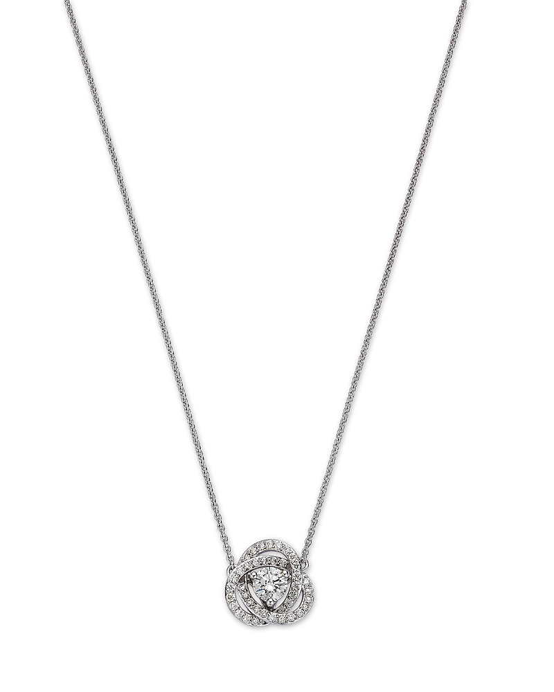 Bloomingdale's Fine Collection Diamond Love Knot Pendant Necklace In 18k White Gold, 0.70 Ct. T. W. In White