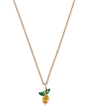 Moon & Meadow 14k Yellow Gold Multi Gemstone Lemon Pendant Necklace, 16-18 In Yellow/green