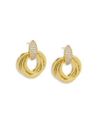 By Adina Eden Pave Dangling Twisted Knot Stud Earrings